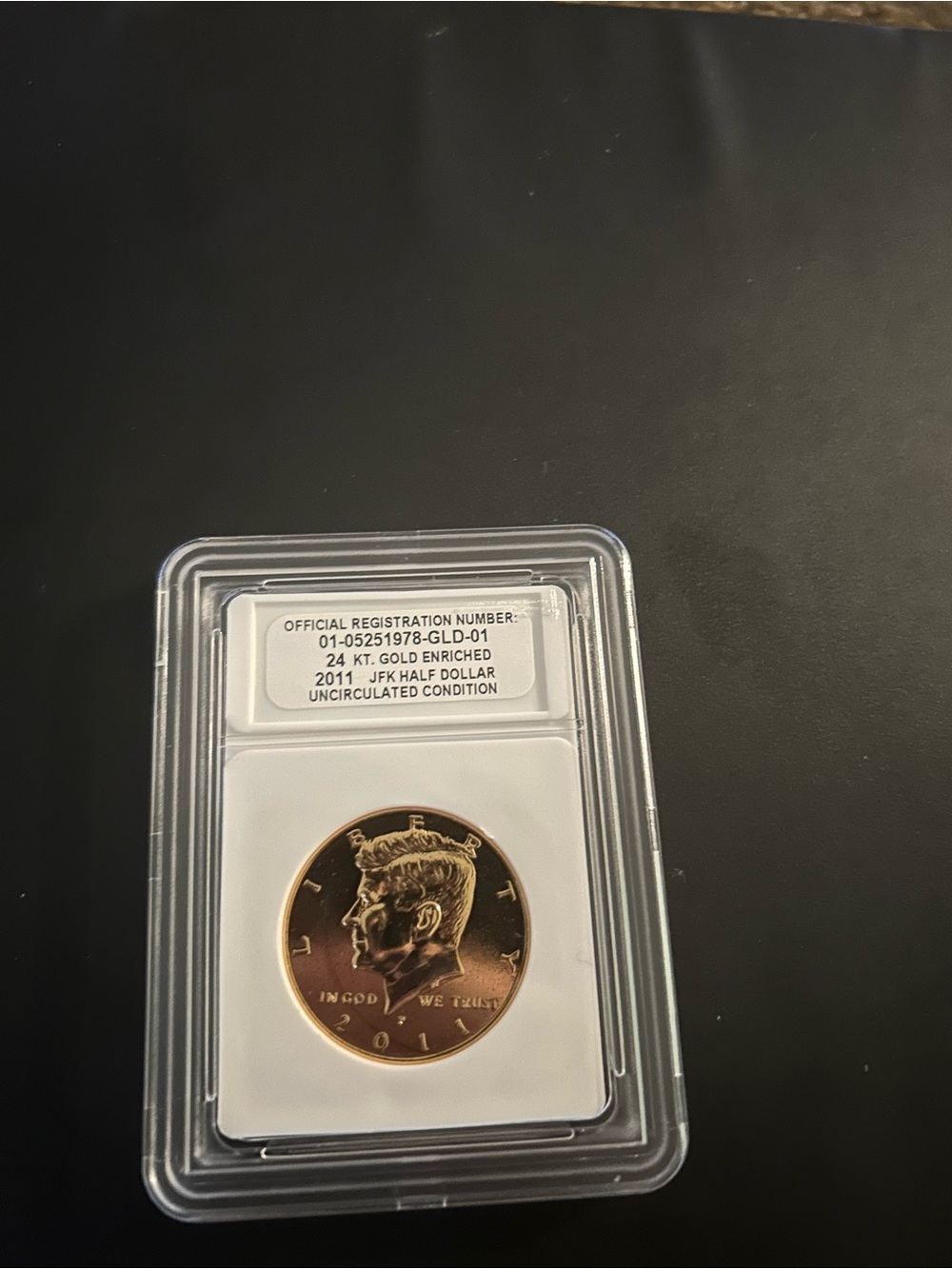 2011 P JFK Half Dollar Coin 24K Gold Enriched Uncirculated Condition